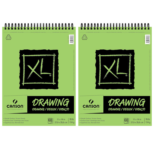 XL Series Drawing Pad, Top Wire Binding, 60 Sheet, 11x14 inch, Pack of 2