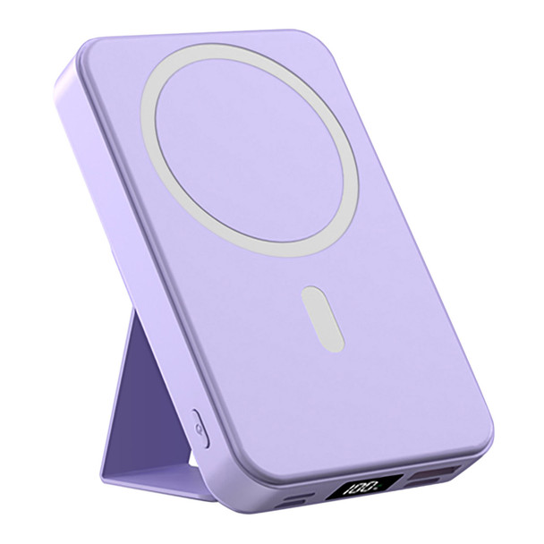 Purple 10000mah Power Bank Magnetic Wireless Charge W/stand