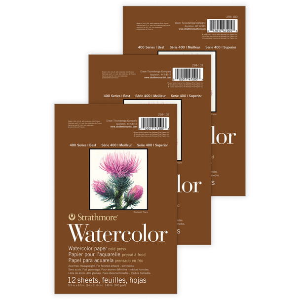 (3 Ea) 5.5x8.5 Watercolor Paper Pad
