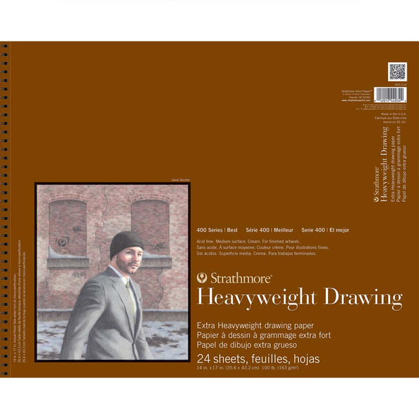 400 Series Drawing Paper Pad, Heavyweight, Top Wire Binding, 24 Sheet, 14x17 inch, 1 Count