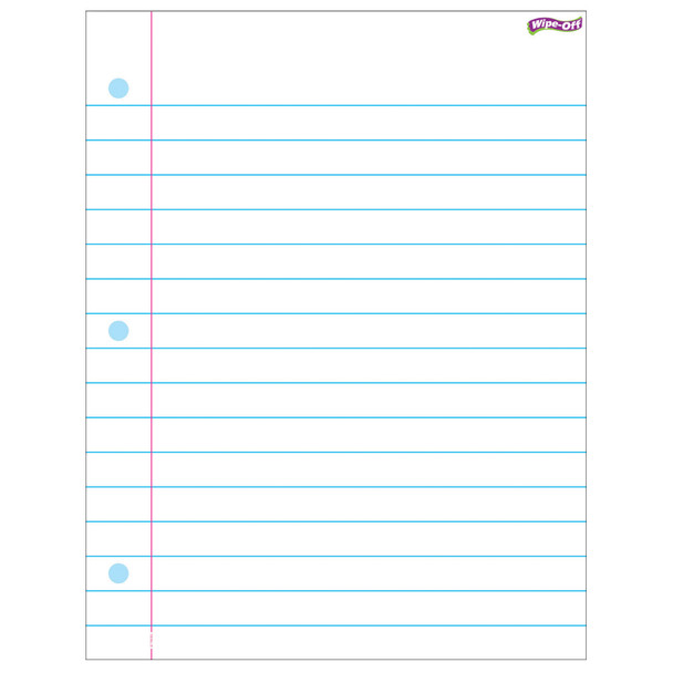 Notebook Paper Wipe-Off Chart, 17" x 22"