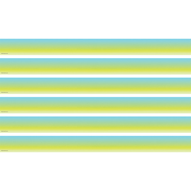 Aqua and Lime Color Wash Straight Border Trim, 35 Feet Per Pack, 6 Packs