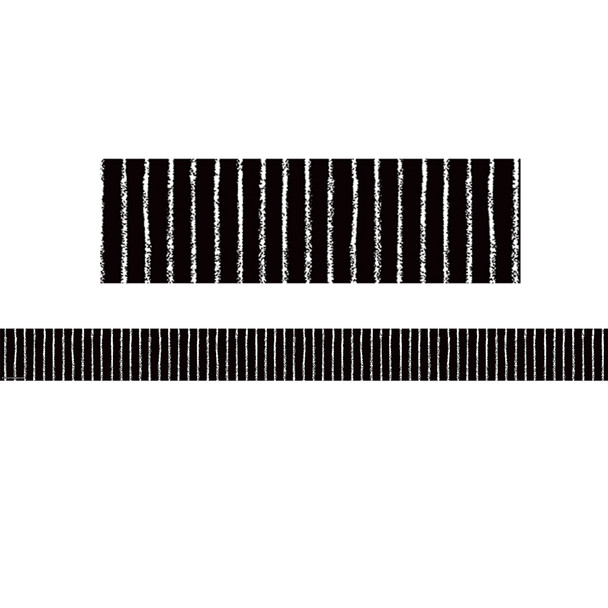 Black With White Pinstripes Straight Border Trim, 35 Feet