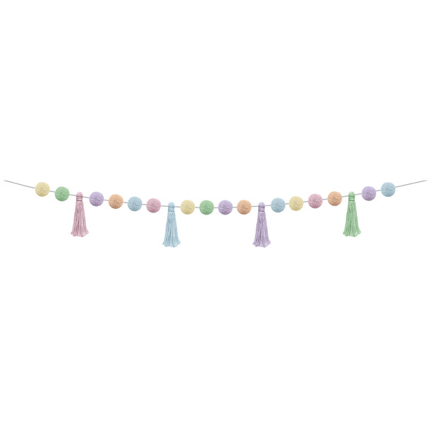Pastel Pop Pom-Poms and Tassels Garland, 60"