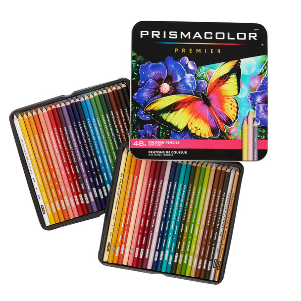 Premier Colored Pencils Tin, Soft Core, Assorted, 48 Count