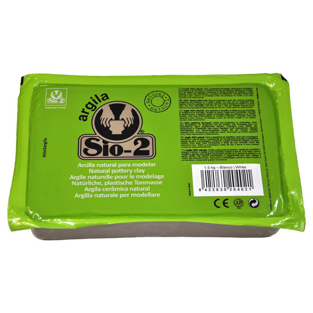SIO-2 Argila Natural Pottery Clay, 2.2 lb (1 kg), White
