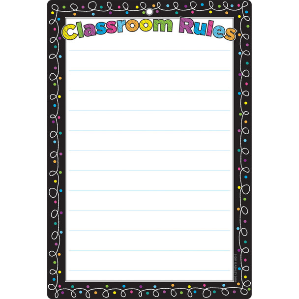 Smart Poly Chart, 13" x 19", Chalk Dots with Loops Classroom Rules, w/Grommet