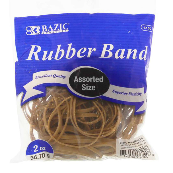 Rubber Bands, 2oz./56.70g, Assorted Sizes