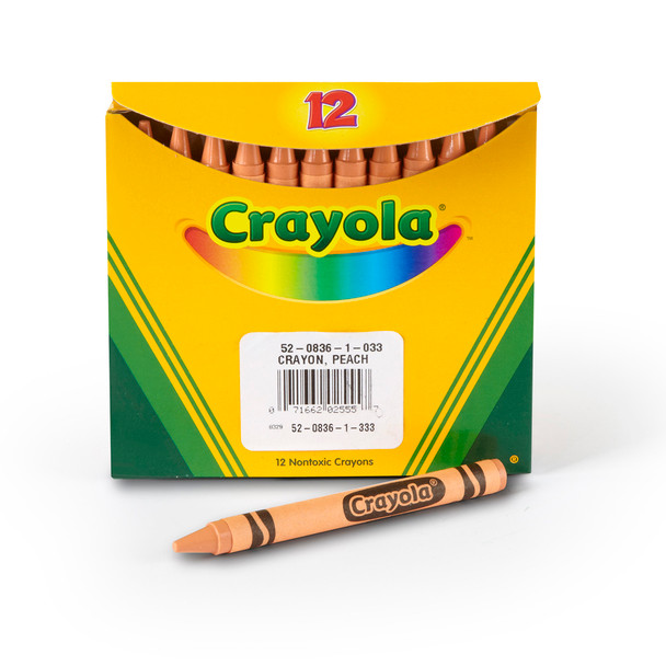 Single Color Bulk Crayons, Regular Size, Peach, 12 Count