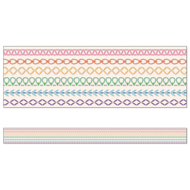 Crafty and Cool Rainbow Stitched Straight Bulletin Board Borders, 36 Feet