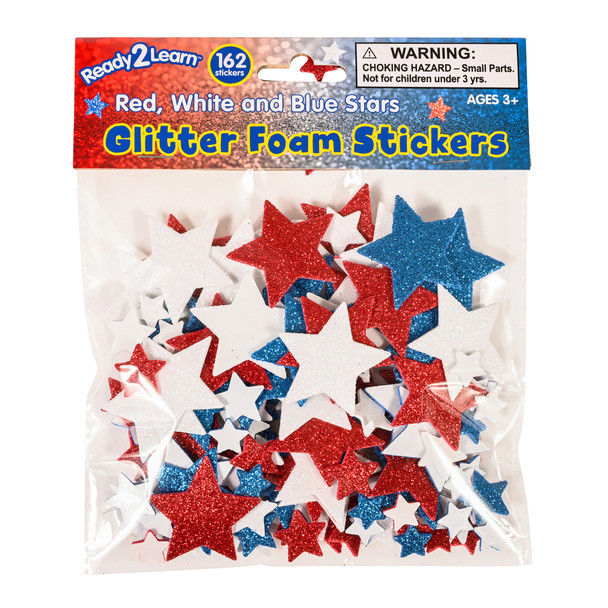 Glitter Foam Stickers, Stars, Red White and Blue