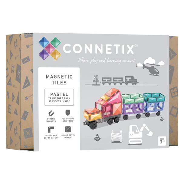 Magnetic Tiles Pastel Transport Pack, 50 Pieces