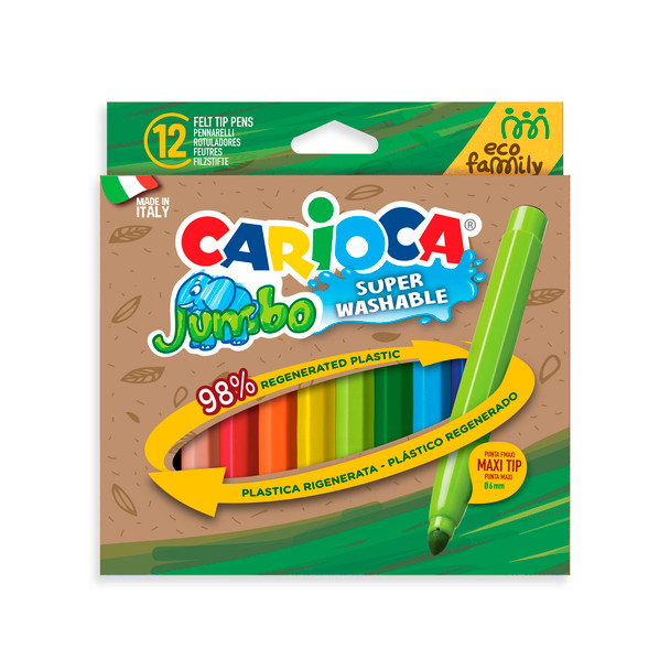 Eco Family Jumbo Maxi Tip Washable Felt Tip Pens - 12 Pieces