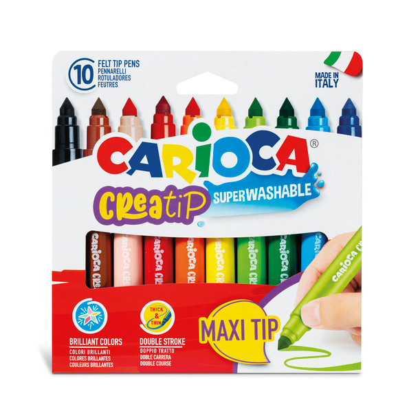 Creatip Maxi Tip Washable Felt Tip Pens - 10 Pieces