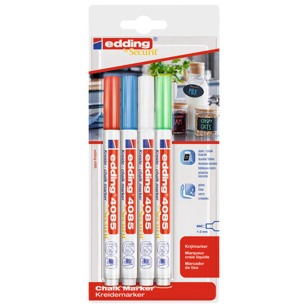 4085 Series Chalk Marker, Assorted Colors, Set of 4