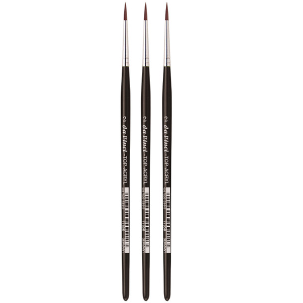 TOP-ACRYL Red-Brown Brush, Synthetic, Acrylic & Oil, Round, Series 7785K, Size 2, Pack of 3