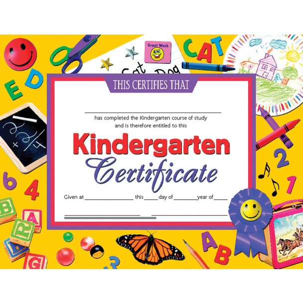 Kindergarten Certificate, 8.5" x 11", Pack of 30 - H-VA701