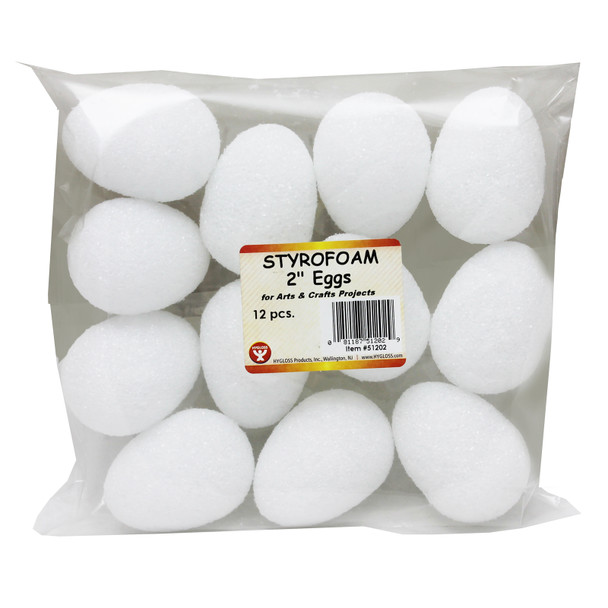 Craft Foam Eggs, 2 Inch, White, Pack of 12