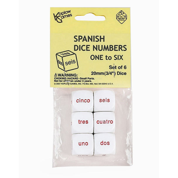 Spanish Number Dice, Set of 6