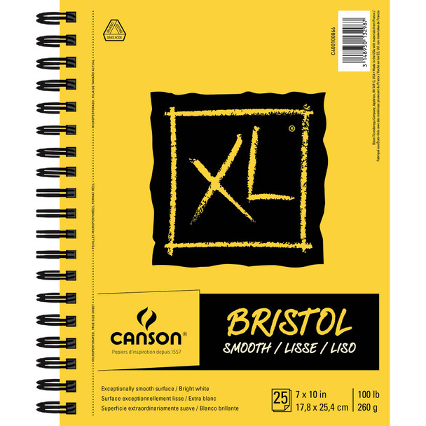 XL Series Bristol Pad, Smooth Finish, Side Wire Binding, 25 Sheet, 7x10 inch, 1 Count