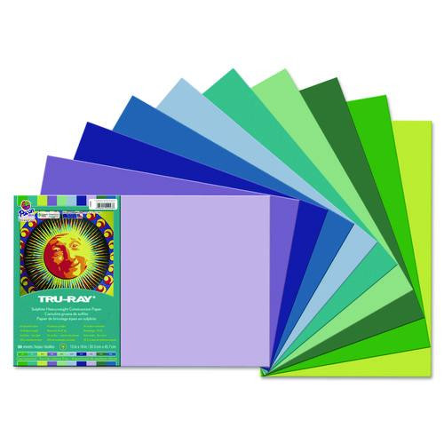 Construction Paper, Heavyweight, Cool Assorted, 12" x 18", 50 Sheets