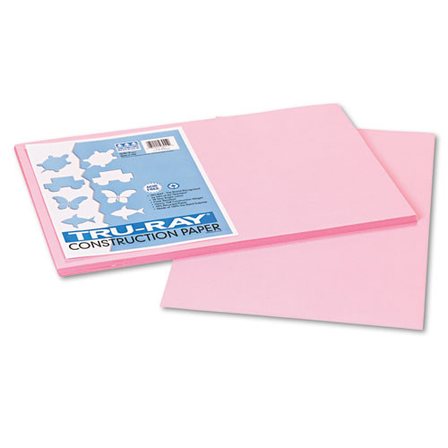 Construction Paper, Heavyweight, Pink, 12" x 18", 50 Sheets