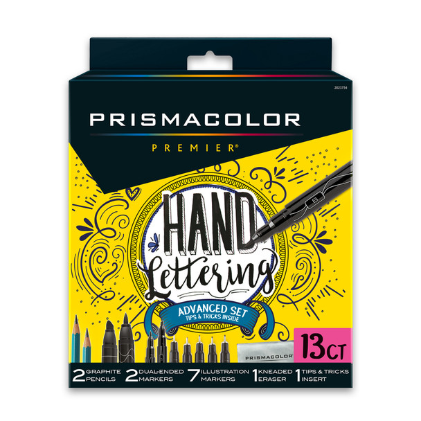 Premier Advanced Hand Lettering Set with Illustration Markers, Art Pens, Pencils, Eraser and Tips Pamphlet, 13 Count