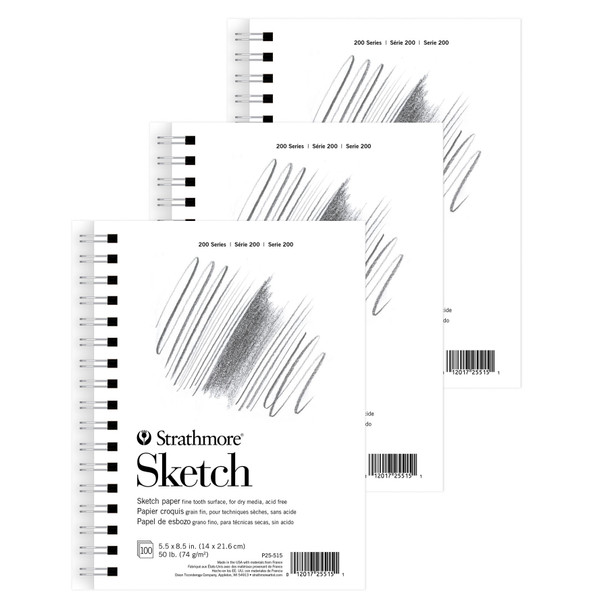 (3 Ea) 5.5x8.5 Sketch Paper Pad 200 Series