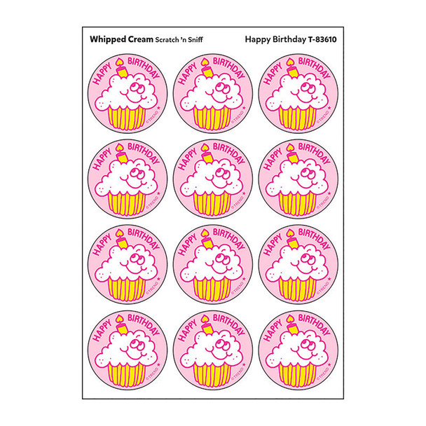 Happy Birthday/Whipped Cream Scented Stickers, Pack of 24