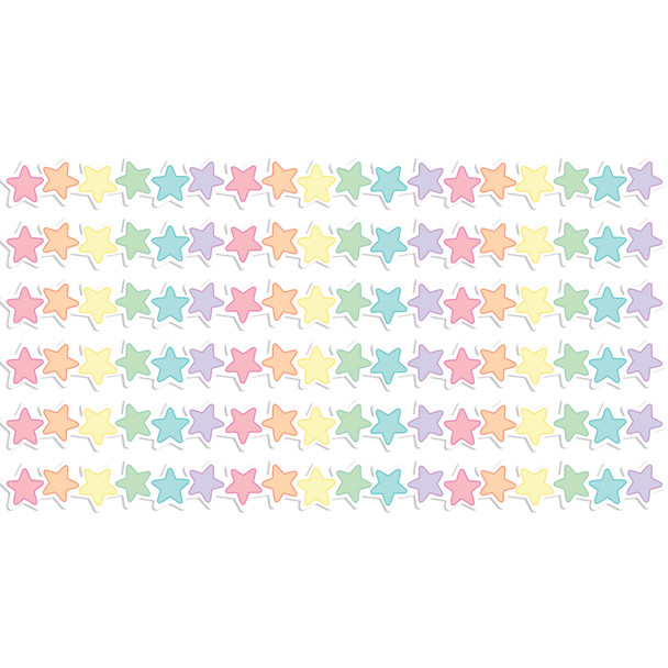 Pastel Pop Stars Die-Cut Border Trim, 35 Feet Per Pack, 6 Packs