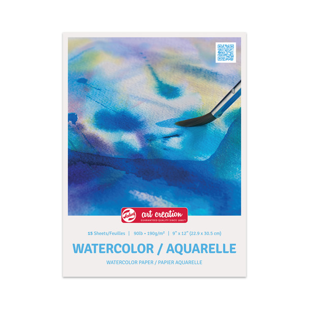 Watercolor Paper Pad, 90lbs, 9" x 12", 15 Sheets