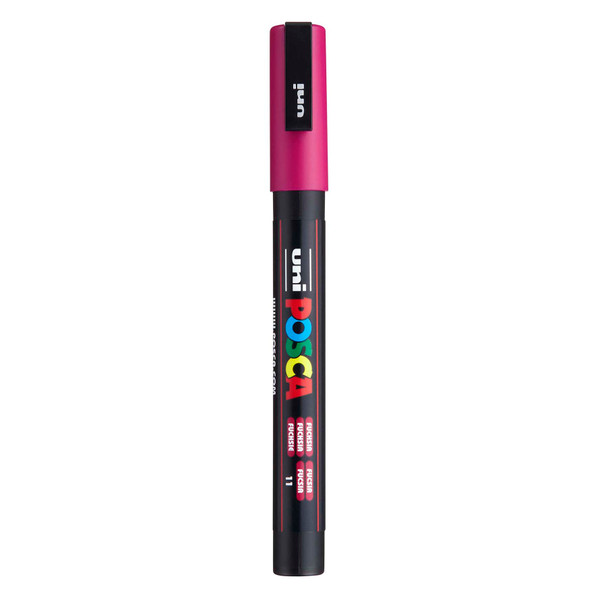 uni POSCA PC-3M Water-Based Paint Markers, Reversible Fine Tip (0.9-1.3mm), Fuchsia