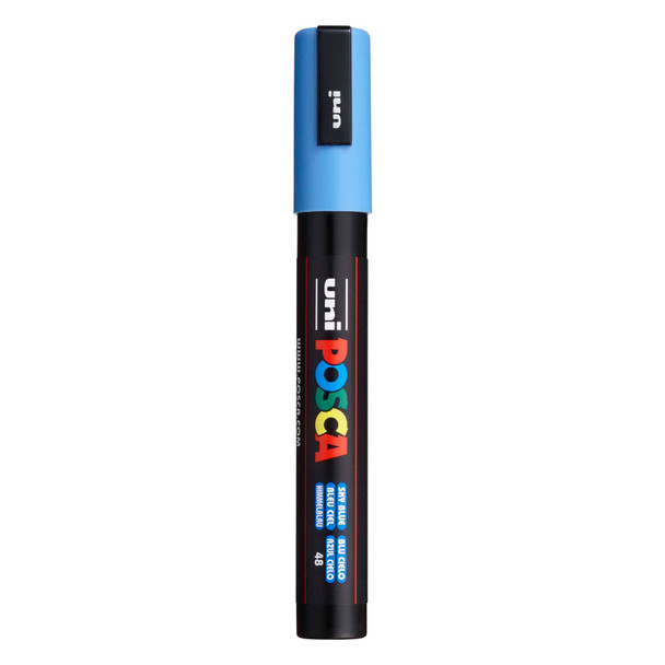 uni POSCA PC-5M Water-Based Paint Markers, Reversible Medium Tip (1.8-2.5mm), Sky Blue