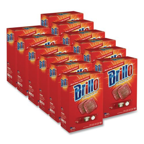 Steel Wool Soap Pads, 2.5 X 3, Gray/pink, 10 Pads/box, 12 Boxes/carton