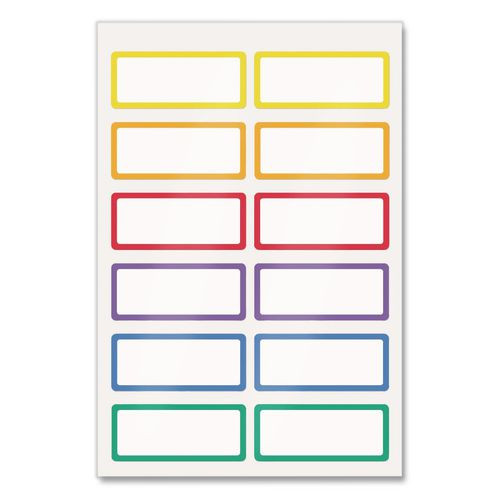 No-iron Fabric Labels, Rainbow Border, Handwrite Only, 0.75 X 1.75, White, 12/sheet, 2 Sheets/pack