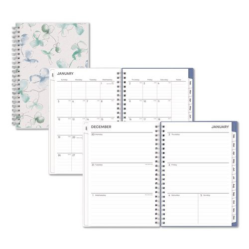Lindley Weekly/monthly Planner, Lindley Floral Artwork, 8 X 5, White/blue/green Cover, 12-month (jan To Dec): 2026