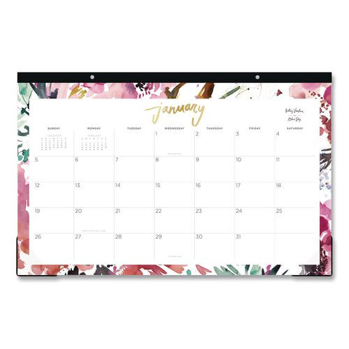 Kelly Ventura Magenta Bloom Desk Pad Calendar, 17 X 11, Floral Artwork, White/multicolor Sheets, 12-month (jan To Dec): 2026
