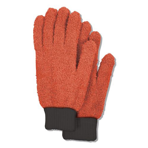 Microfiber Dusting Gloves, Coral With Black Cuffs, 2 Gloves