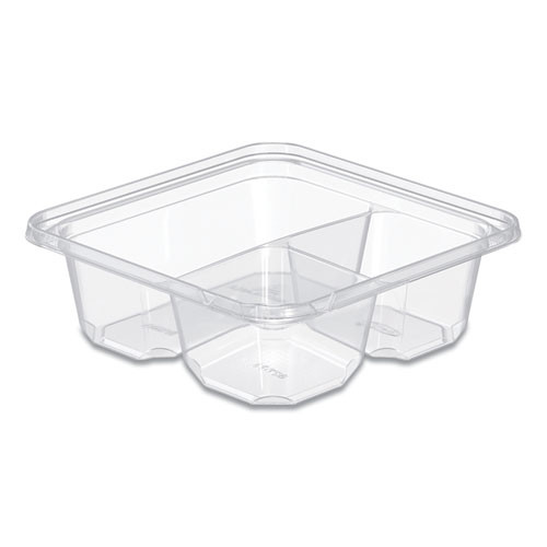 Tamperguard Snack Boxes, 3 Compartments, 6.3 X 6.3 X 2.1, Clear, Plastic, 300/carton