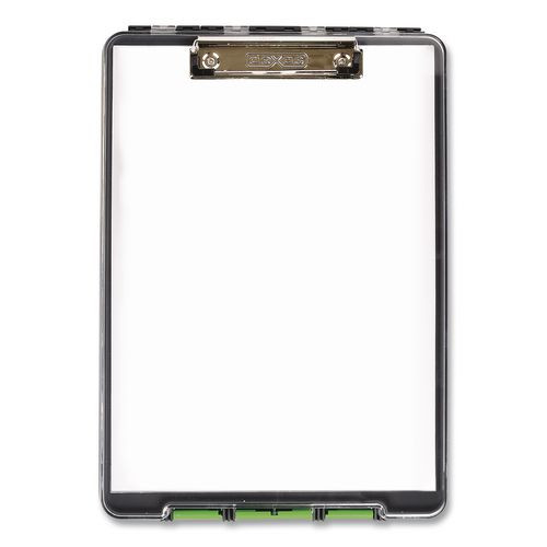 Clearview Clipcase Storage Clipboard, 0.35" Clip Capacity, Holds 8.87 X 12.25 Sheets, Gray/green