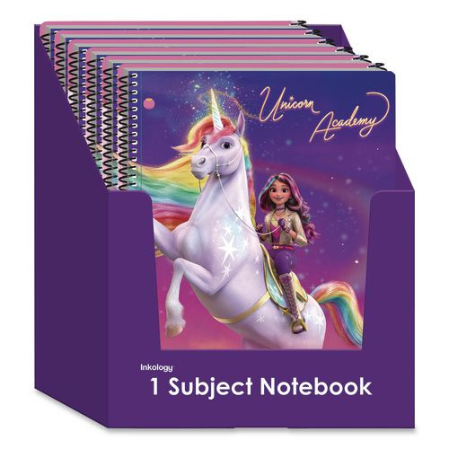 Licensed Spiral Notebook, Randomly Assorted Unicorn Academy Cover Designs, Medium/college Rule, (80) 10.5 X 8 Sheets