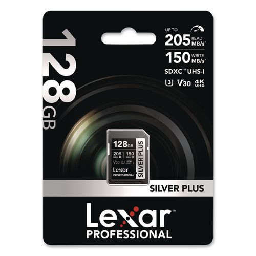 Professional Silver Series Sdxc Memory Card, 205mb/s Read Speeds And 150mb/s Write Speeds, Uhs-i V30 U1 Class 10, 128 Gb