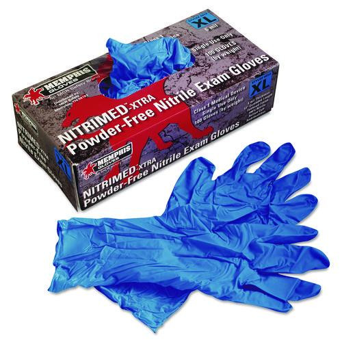 Nitri-med Disposable Nitrile Gloves, Powder-free, X-large, 6 Mil, Blue, 100/box