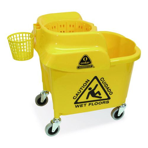 Maxirough Institutional Mop Bucket And Wringer, 35 Qt, Yellow