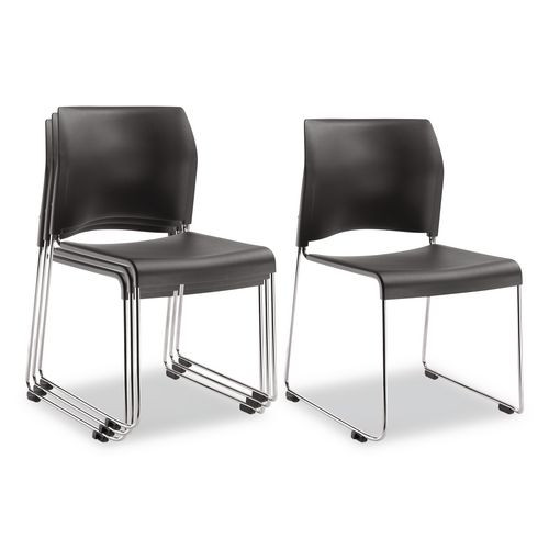 8800 Series Cafetorium Plastic Stack Chair, Supports Up To 500 Lb, 18" Seat Height, Charcoal Seat/back, Chrome Base, 4/carton