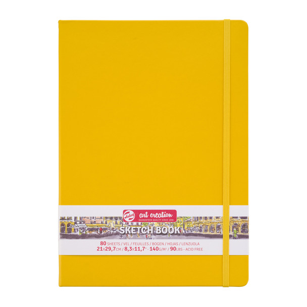 Sketchbook, 80 Sheets, 90lbs, Golden Yellow Cover, 8.3" x 11.7" (A4)