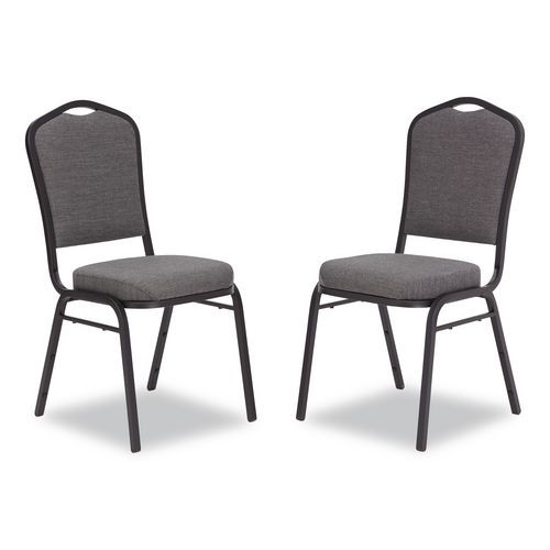 9300 Series Deluxe Upholstered Stack Chair, Fabric, Supports 500 Lb,19" Seat Ht, Nat Graystone Seat/back, Black Base, 2/pk