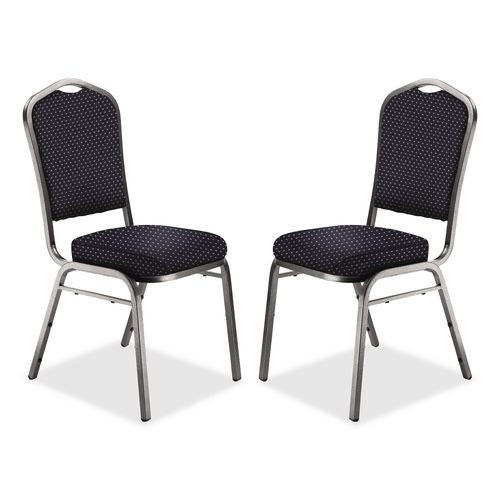 9300 Series Deluxe Upholstered Stack Chair, Fabric, Supports 500 Lb, 19" Seat Ht, Diamond Navy Seat/back, Silver Base, 2/pack