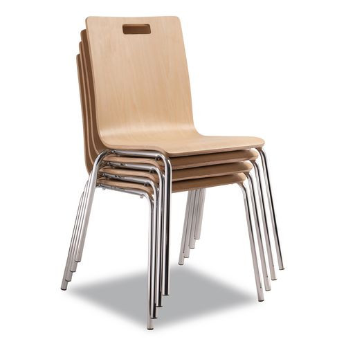 Bushwick Series Bentwood Chair, Supports Up To 500 Lb, 18" Seat Height, Natural Seat, Natural Back, Chrome Base, 4/carton