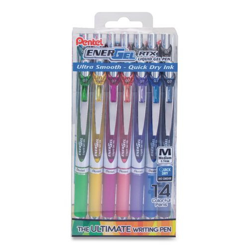 Energel Rtx Gel Pen, Retractable, Medium 0.7 Mm, Assorted Creative Ink And Barrel Colors, 14/pack